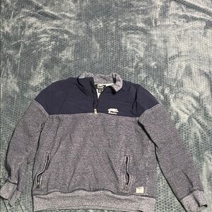 Roots Men's Zip Up Sweater in Navy and Gray